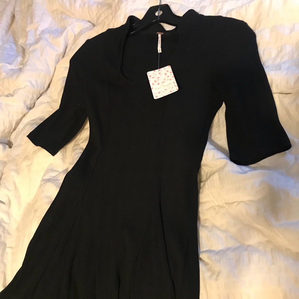 Free people mid sleeve black dress